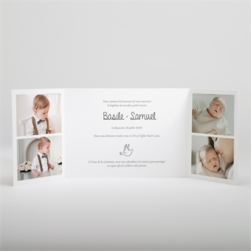 Faire-part de baptême petits frères - Intérieur du faire-part
