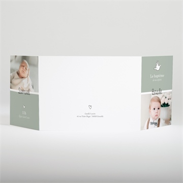 Faire-part de baptême petits frères - Dos du faire-part