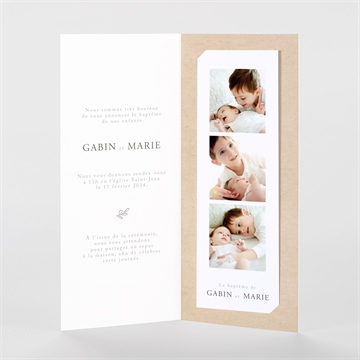 Faire-part de baptême frère et soeur duo magnet - Intérieur du faire-part