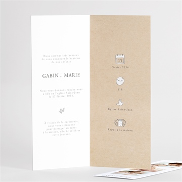 Faire-part de baptême frère et soeur duo magnet - Détail du faire-part