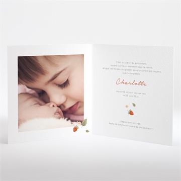 Faire-part naissance fraises acidulées - Intérieur du faire-part