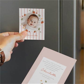 Faire-part naissance fraises acidulées duo - Mise en situation