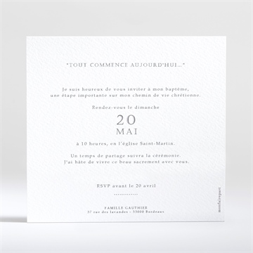 Faire-part de baptême ichthus kraft adulte - Dos du faire-part