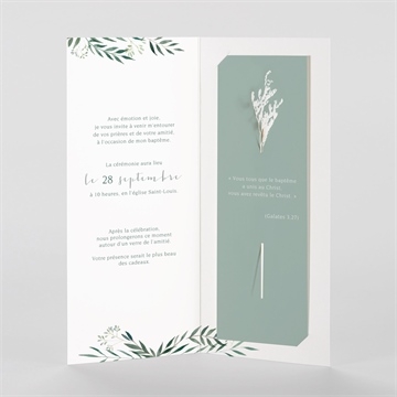 Faire-part de baptême adulte fleur séchée - Intérieur du faire-part