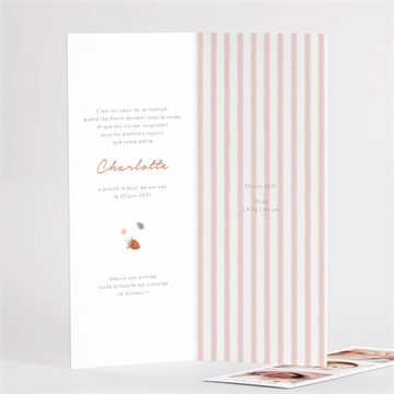 Faire-part naissance fraises acidulées photomaton - Détail du faire-part