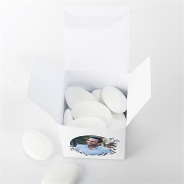 Boîte de dragées baptême adulte eucalyptus - Intérieur de la boîte