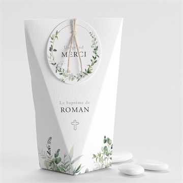 Boîte de dragées baptême adulte végétal étui