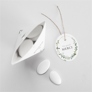 Boîte de dragées baptême adulte végétal étui - Intérieur de la boîte