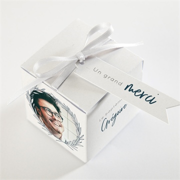 Boîte de dragées baptême couronne végétale adulte - Dessus de la boîte