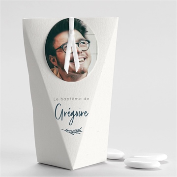 Boîte de dragées baptême couronne végétale adulte étui