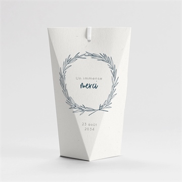 Boîte de dragées baptême couronne végétale adulte étui - Dos de la boîte