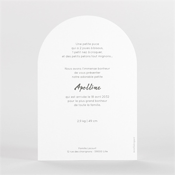 Faire-part naissance mon joli prénom arche - Dos du faire-part