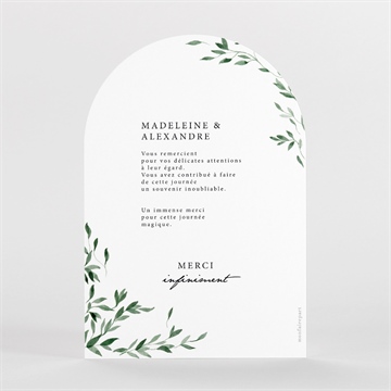 Remerciement mariage a l'ombre de l'olivier arche - Dos du faire-part