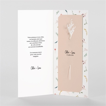 Remerciement mariage art champêtre fleur séchée - Intérieur du faire-part