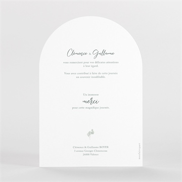Remerciement mariage lyrisme arche - Dos du faire-part
