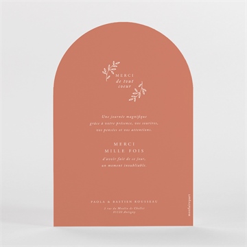 Remerciement mariage douce terracotta arche - Dos du faire-part