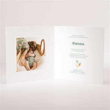 Faire-part naissance motif fruité - Intérieur du faire-part