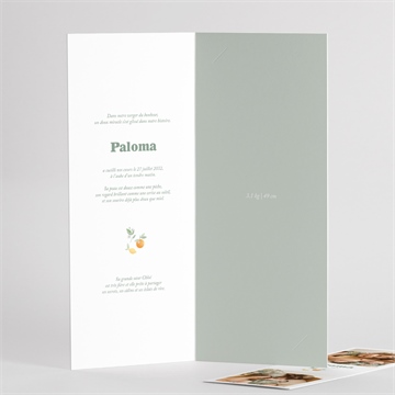 Faire-part naissance motif fruité photomaton - Détail de l'intérieur