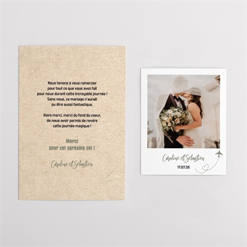 Remerciement mariage billet d'avion duo - Vue d'ensemble