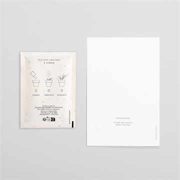 Faire-part naissance vichy fruité avec graines - Dos du faire-part