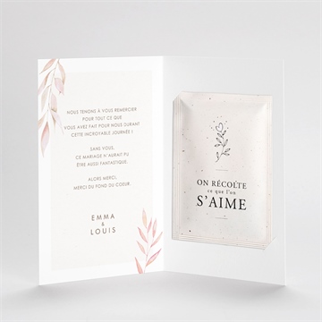 Remerciement mariage notre lien avec graines - Intérieur du remerciement