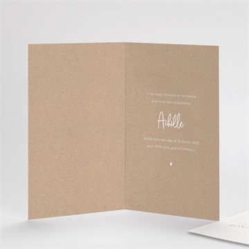 Faire-part naissance kraft garçon avec graines - Intérieur du faire-part