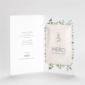 Remerciement mariage lyrisme avec graines - Intérieur du remerciement