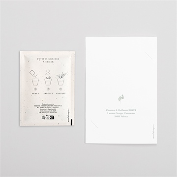 Remerciement mariage lyrisme avec graines - Dos du remerciement