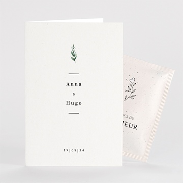 Remerciement mariage emeraude avec graines