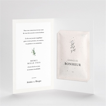 Remerciement mariage emeraude avec graines - Intérieur du remerciement