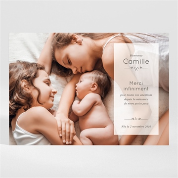 Remerciement naissance pictos sur photo