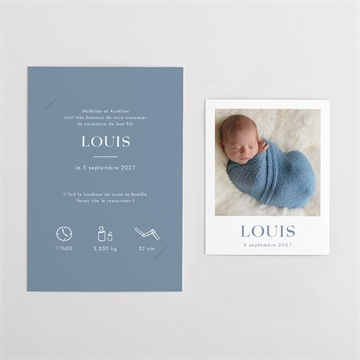 Faire-part naissance moderne et tendance duo - Vue d'ensemble