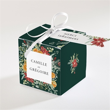 Boîte de dragées mariage orange de noël or