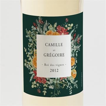 Etiquette de bouteille mariage orange de noël or