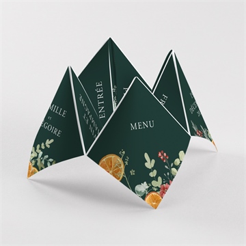 Menu mariage orange de noël or