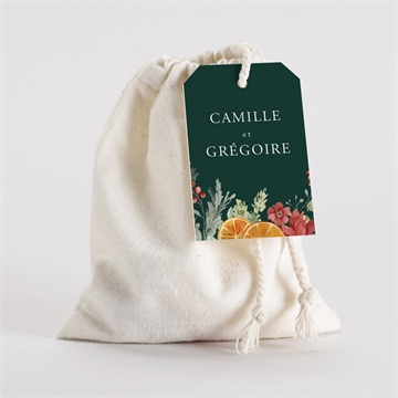 Pochon mariage  orange de noël or