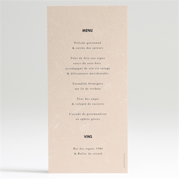 Menu mariage love is all - Dos du menu