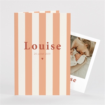 Faire-part naissance rayures estivales plié duo
