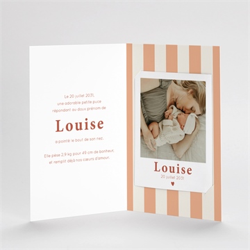 Faire-part naissance rayures estivales plié duo - Intérieur du remerciement