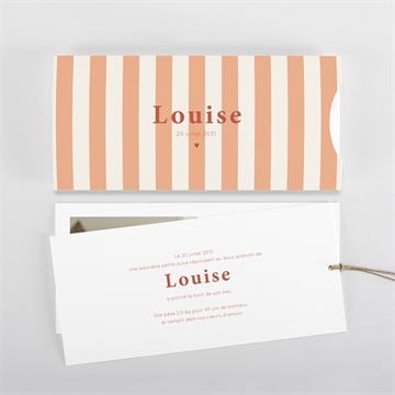 Faire-part naissance rayures estivales pochette duo - Vue d'ensemble