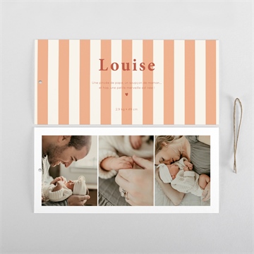 Faire-part naissance rayures estivales pochette duo - Cartes intérieures verso