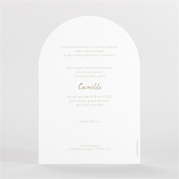 Faire-part naissance vichy arche - Dos du faire-part