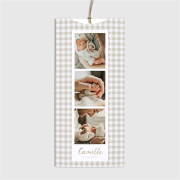 Faire-part naissance vichy pochette duo