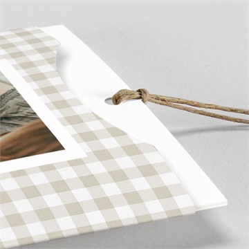 Faire-part naissance vichy pochette duo - Détail du faire-part