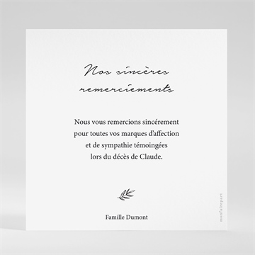 Remerciement décès pour toi carré - Dos du carton