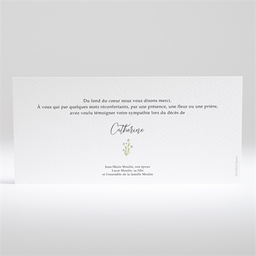 Remerciement décès délicates fleurs paysage - Dos du faire-part