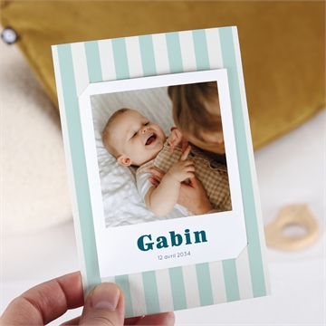 Faire-part naissance rayures marines duo