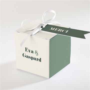Boîte de dragées mariage tons vert sauge
