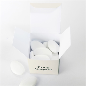 Boîte de dragées mariage tons vert sauge - Intérieur de la boîte