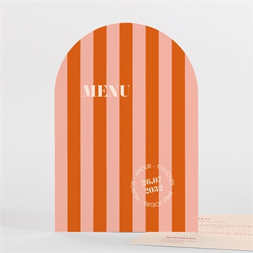 Menu mariage orange et fuchsia